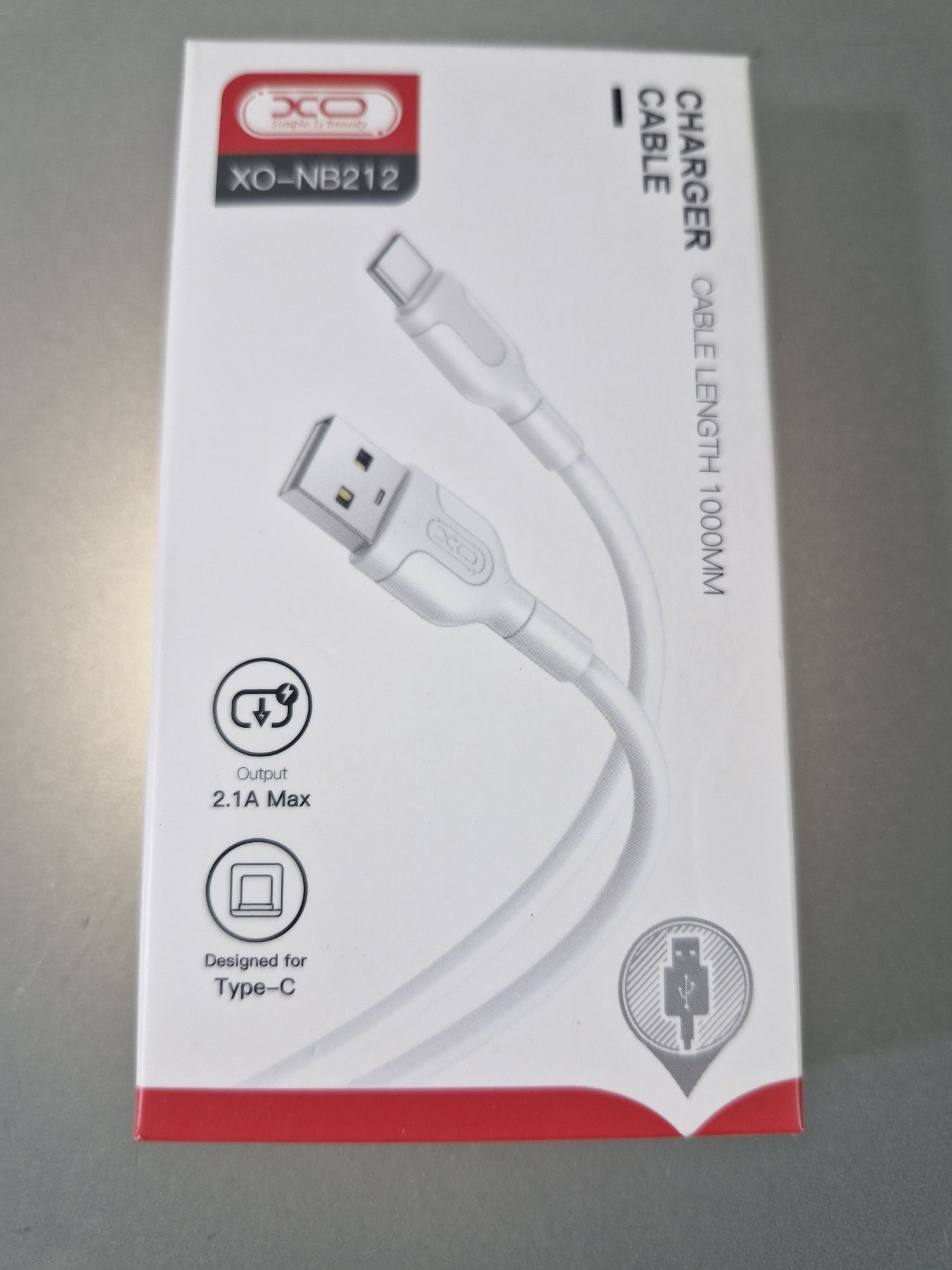 XO Kabel USB - USB-C długość 1m 2.1A Biały
