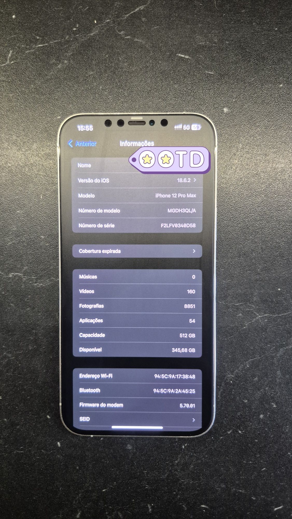 Iphone 12 pro max prateado 512Go