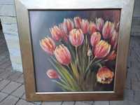 Obraz olejny 40 x 40 "Tulipany" ręcznie malowany, bez ramki