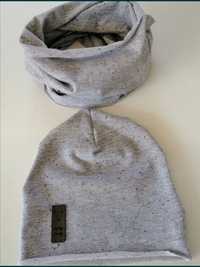 Komplet jesienny czapka z kominem Handmade 2-5 lat 50-53 cm