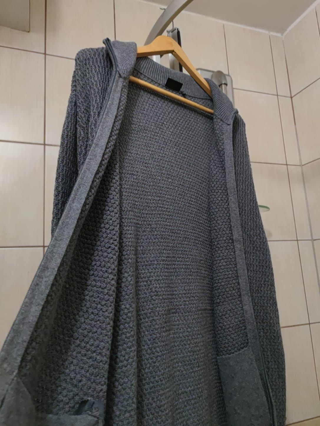 Sweter klasyczny Bernd Berger 3XL xxxl męski sweterek szary siwy jasny