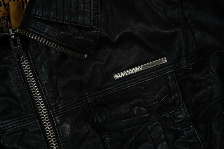 SUPERDRY 1600zł David Beckham SLIM S/M/L kurtka skórzana skóra czarna