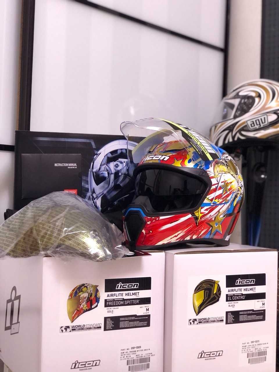 Шлемы Icon Airform Airflite Очки затемнения 2 визора AGV, Shoei, Nolan