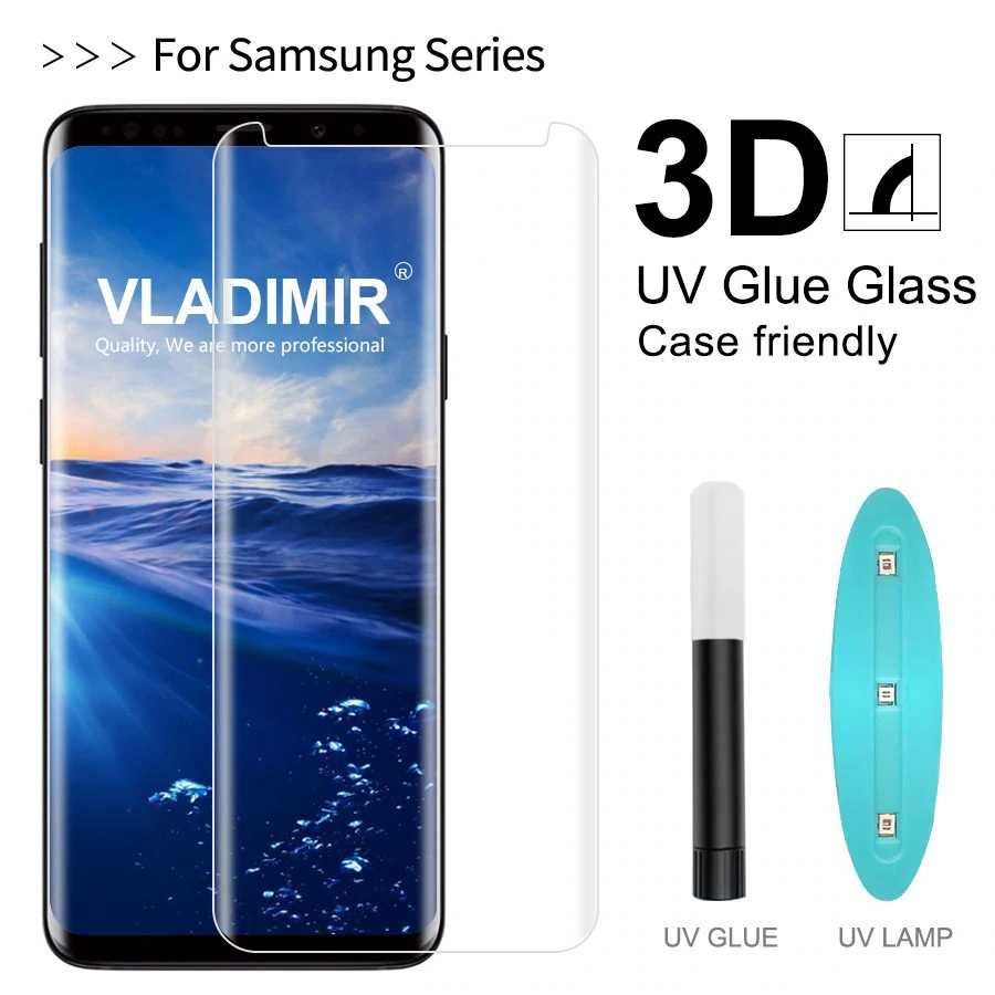 UV s8 изогнутое Curved edge s9 защитное стекло для Samsung s10 plus