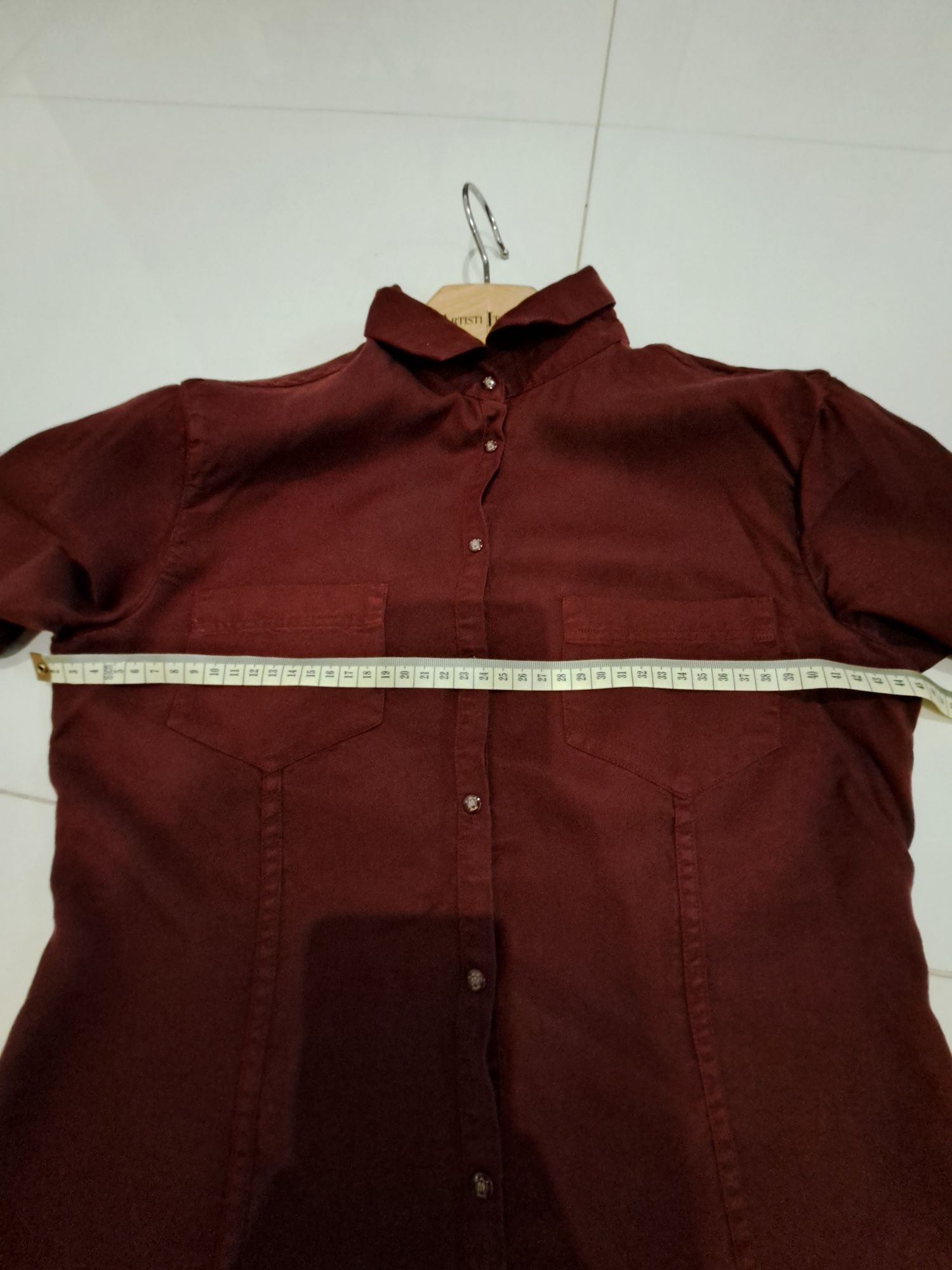 Bordowa taliowana koszula damska Massimo Dutti