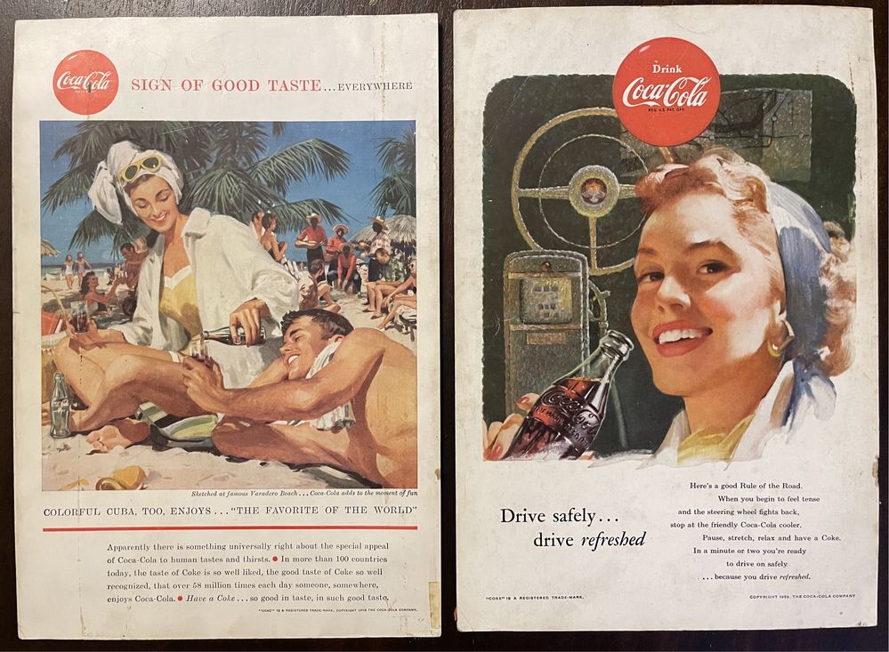 Coca cola oryginalne reklamy z USA ZESTAW