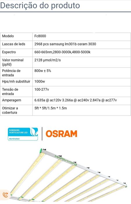 FC8000 Marshydro 800w iluminação led chip Samsung Lm301B indoor grow