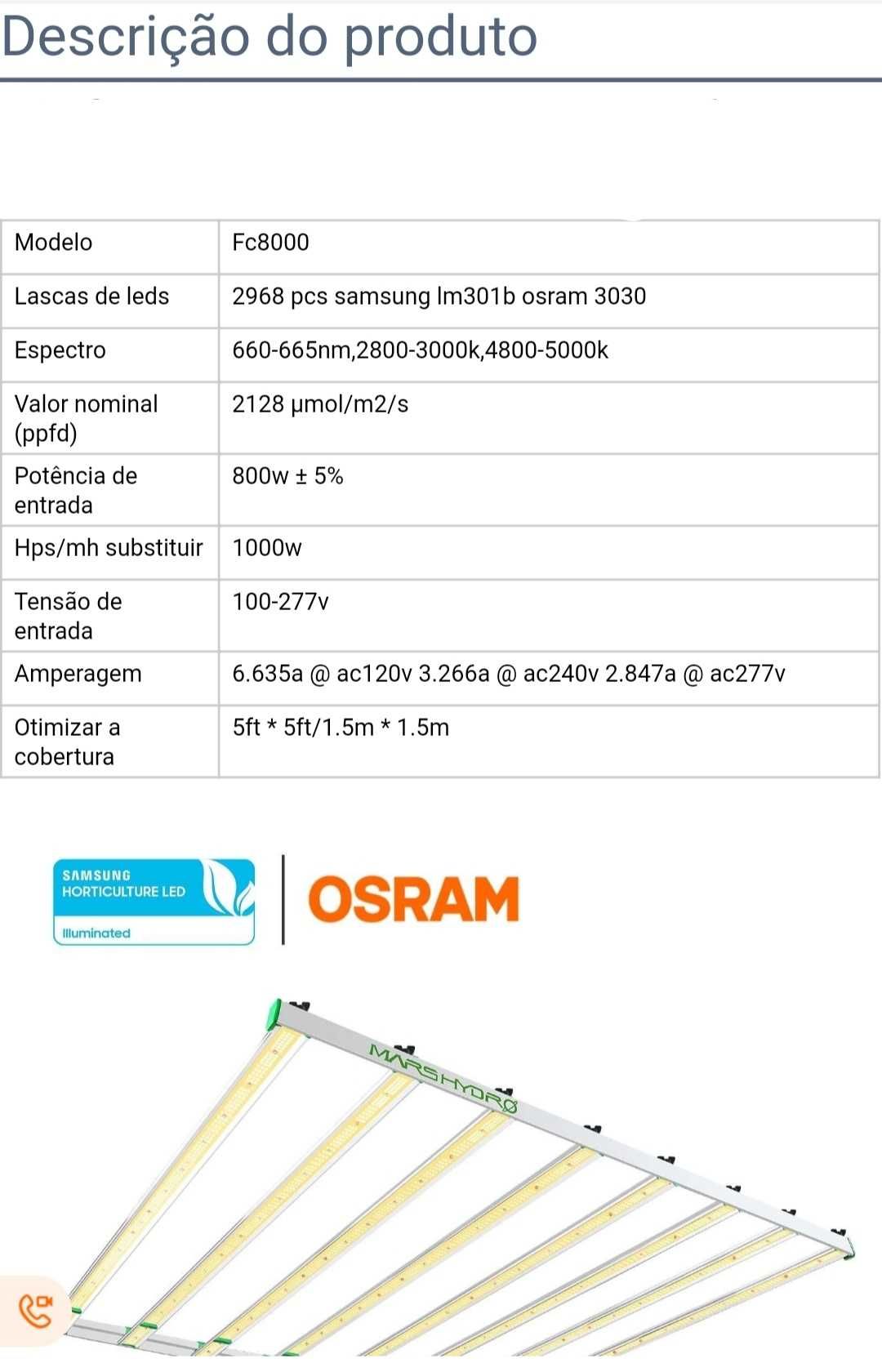 FC8000 Marshydro 800w iluminação led chip Samsung Lm301B indoor grow