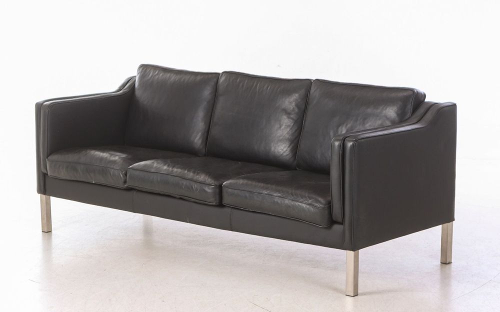 Sofa duńska skórzana trzyosobowa - klasyczna stylowa - piękny stan