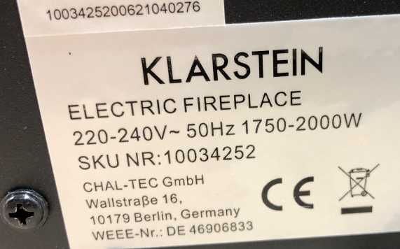 Камин электрический Електричний камін Klarstein  Lausanne Luxe