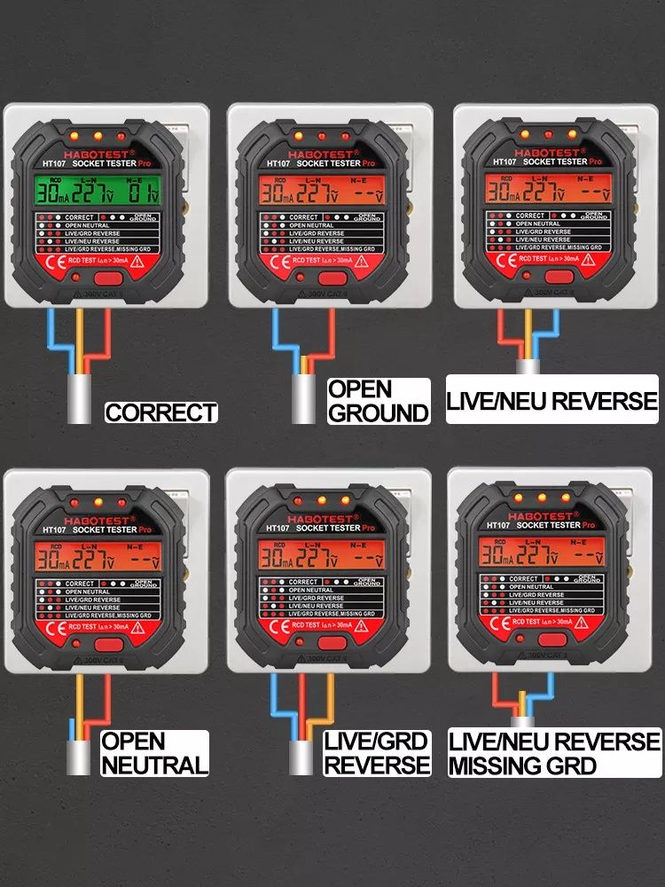 Testador tomada eléctrica portátil