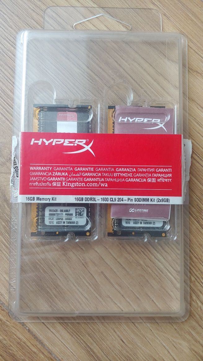 Pamięć RAM laptop HyperX FURY Impact DDR3. 2x8GB 16 GB 1600 MHz CL9