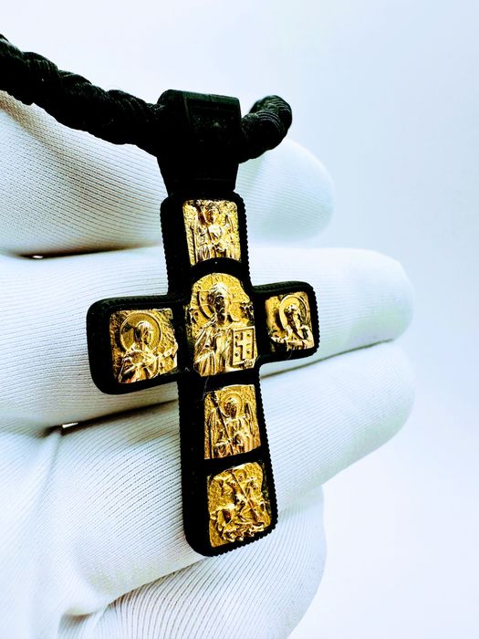 Крест эбен с золотыми вставками 585