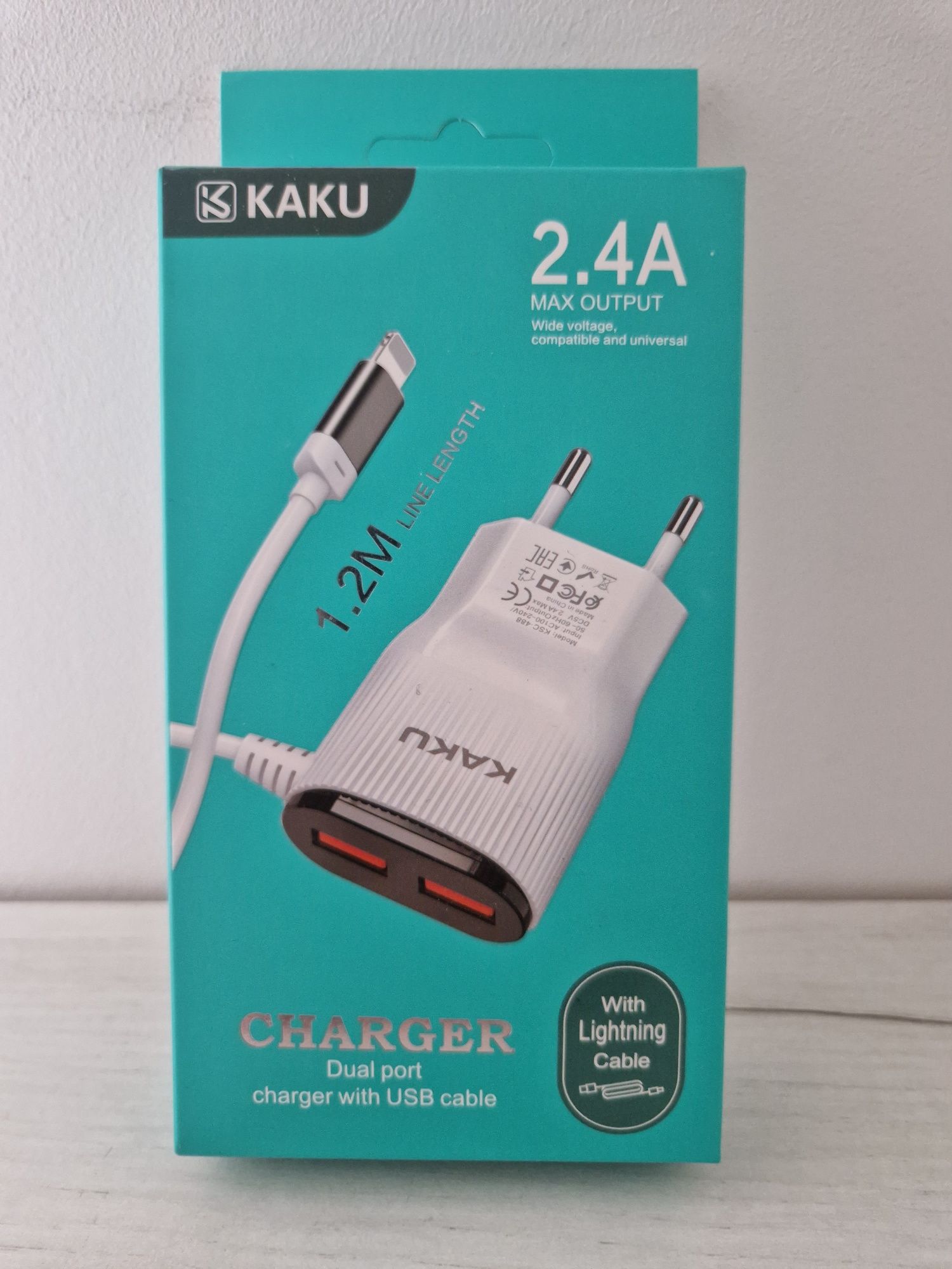 Ładowarka KSC-488 Hongtai - 2xUSB - 2,4A z kablem Lightning