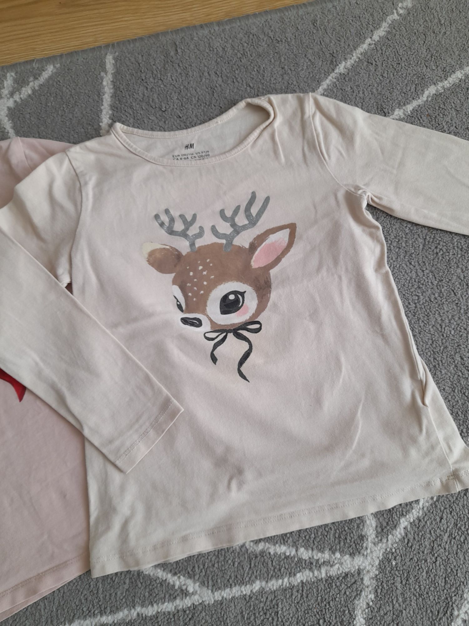 3x Bluzka H&M 110/116, piesek, kotek, jelonek