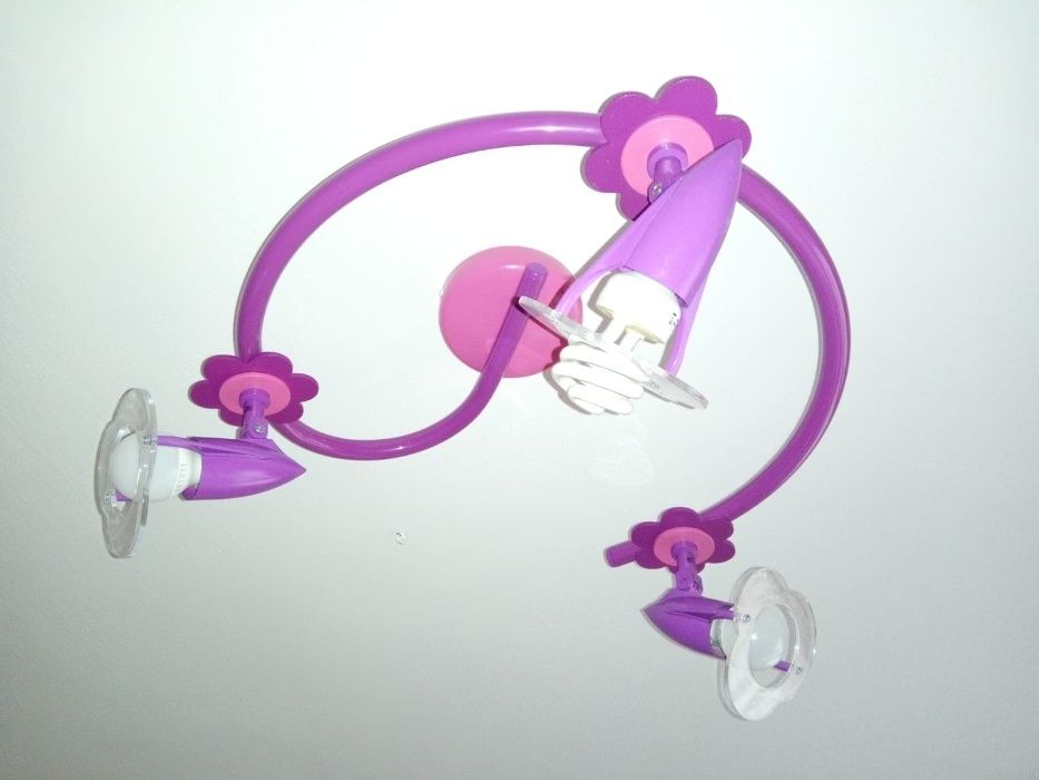 Lampa różowa kwiatki potrójna
