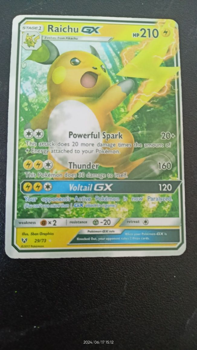 Karta pokemon Raichu gx