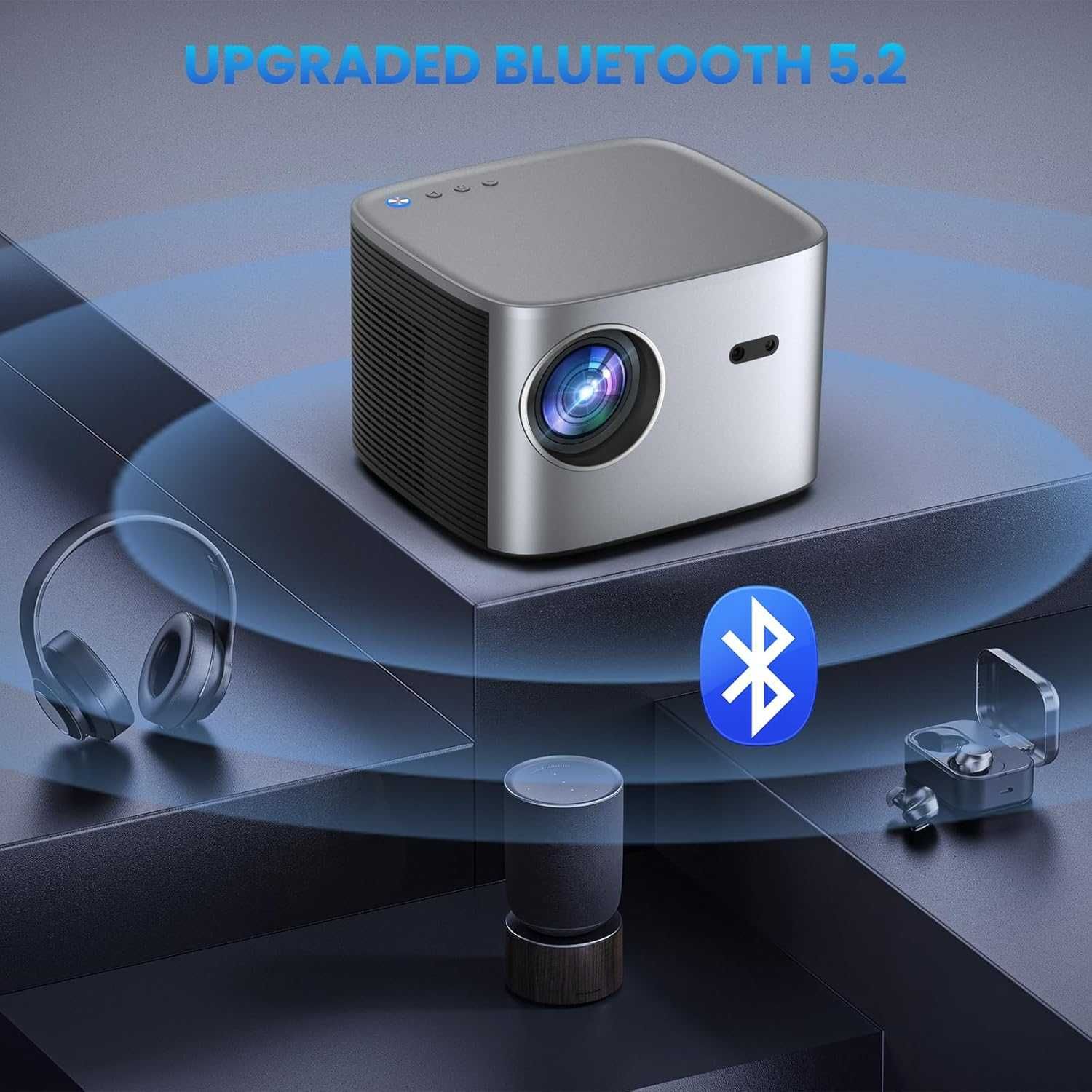 Auto Focus/Keystone] Projektor Groview z WiFi i Bluetooth,