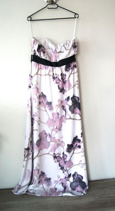 H&M fioletowa liliowa jasnorozowa dluga maksi kwiecista sukienka 40 L