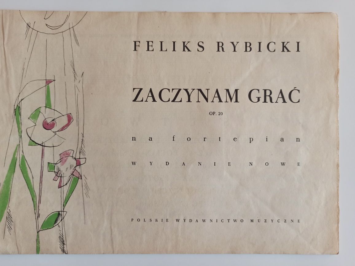 Stare nuty na fortepian F. Rybicki "Zaczynam grać" 1957r