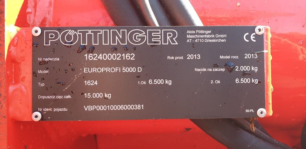 Przyczepa samozbierająca pöttinger Europrofi Euromatic 5000