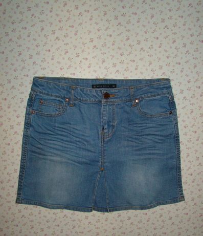 spódnica 38 zara jeansowa niebieska jeans denim krótka spódniczka hit