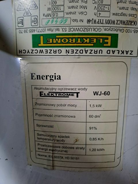 Sprzedam bojler elektryczny 60L 1,5KW