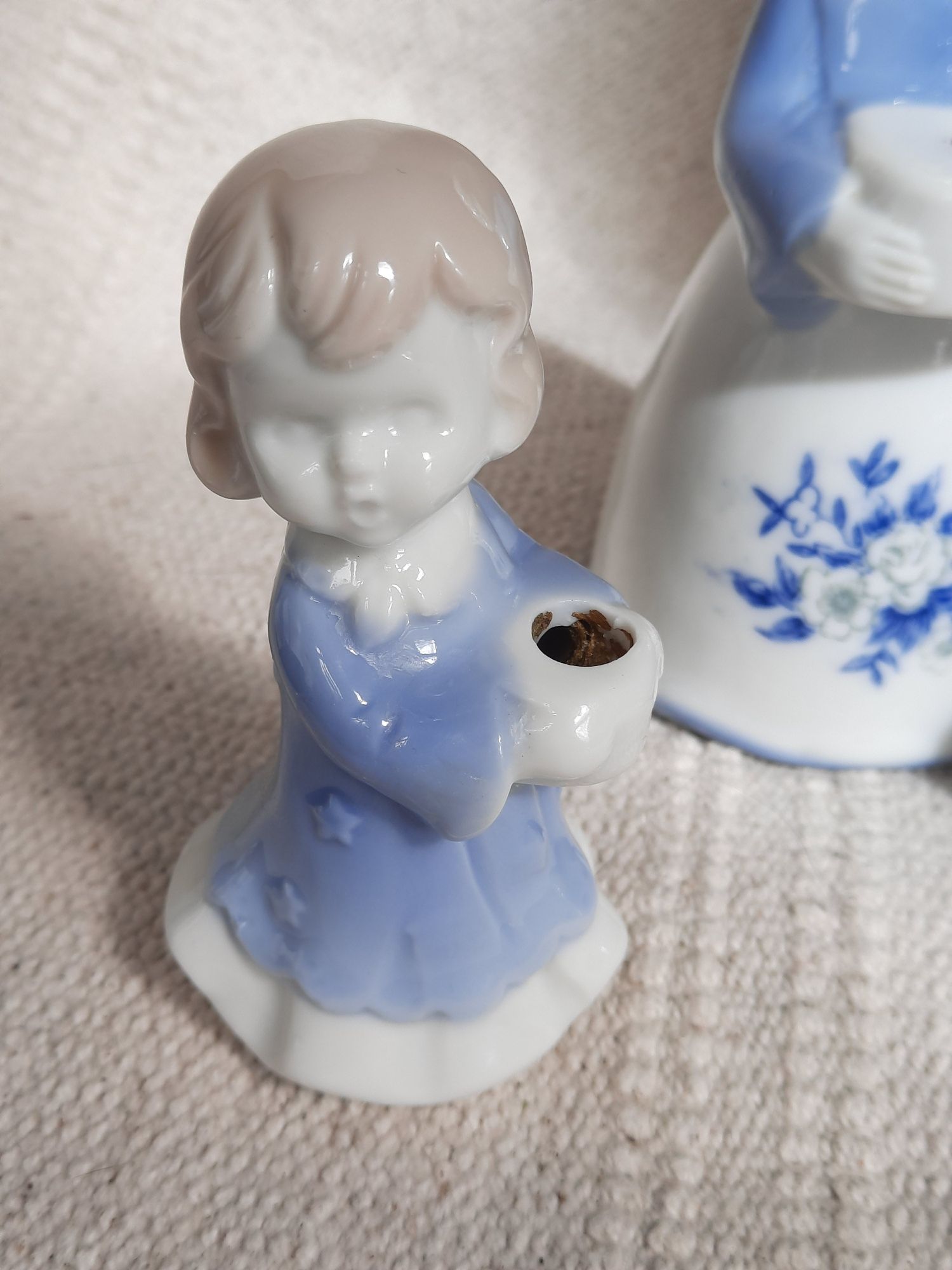 Zestaw porcelanowych świeczników aniołki boże narodzenie vintage