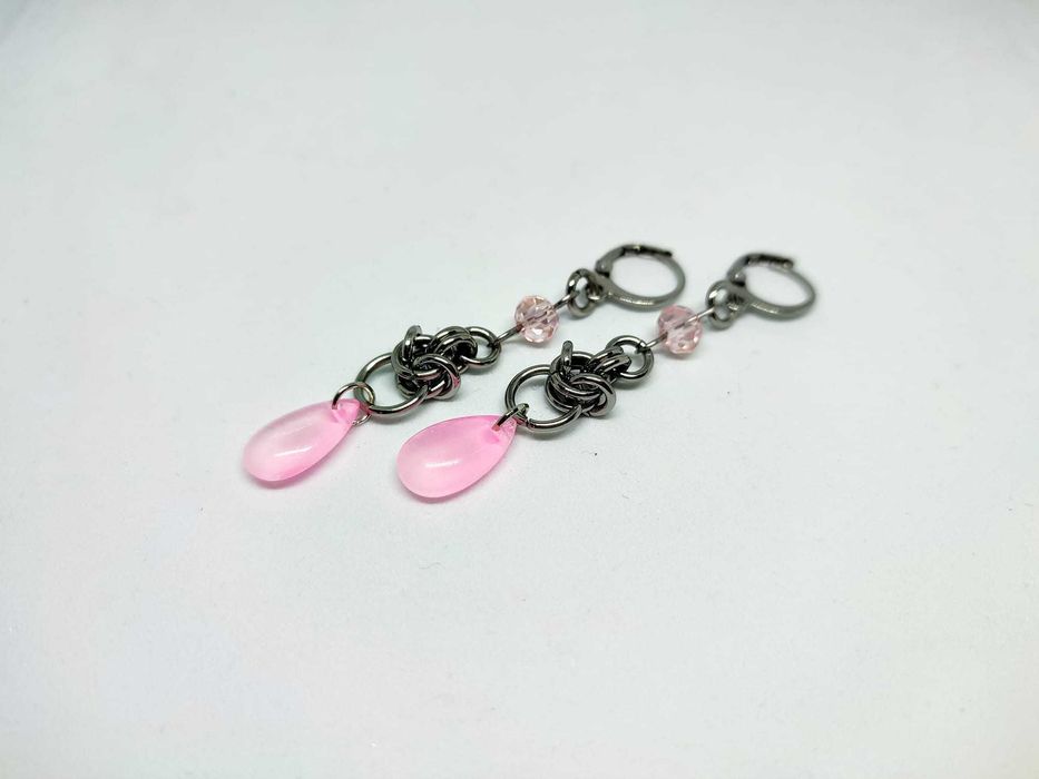 Kolczyki Stal Chirurgincza 304 Szklane koraliki chainmail chainmaille