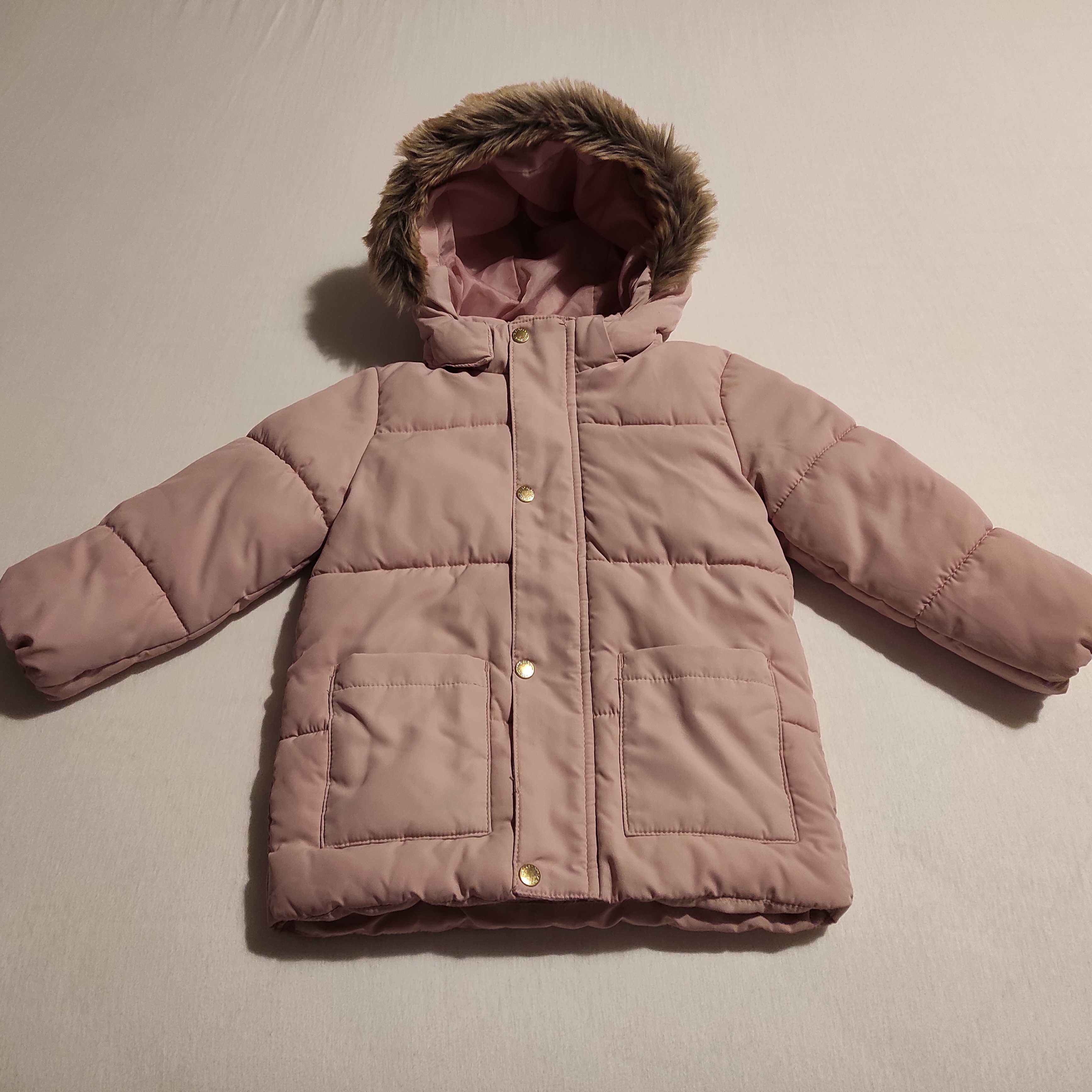 Zimowa kurtka typu puffer z kapturem, marka H&M, rozmiar 92