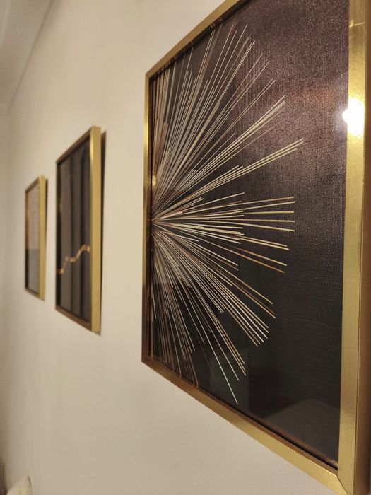 3 Quadros decorativos com formas abstratas