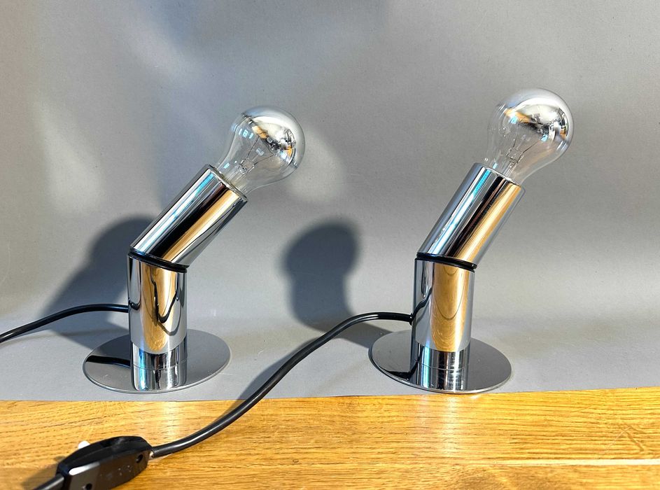 Komplet kinkietów lampek Space Age chrom Niemcy lata 70-te Modern