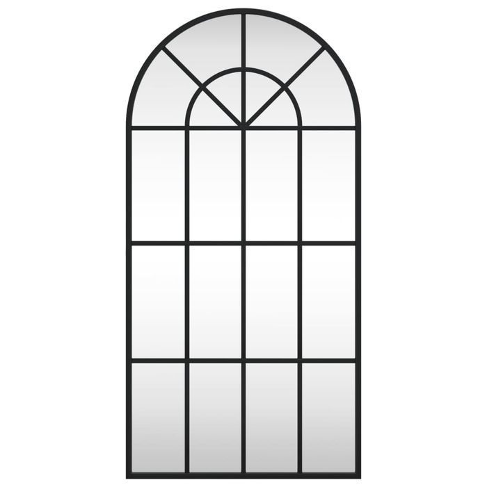 Vidaxl Lustro Ścienne, Czarne, 40X80 Cm, Zakończone Łukiem, Żelazo