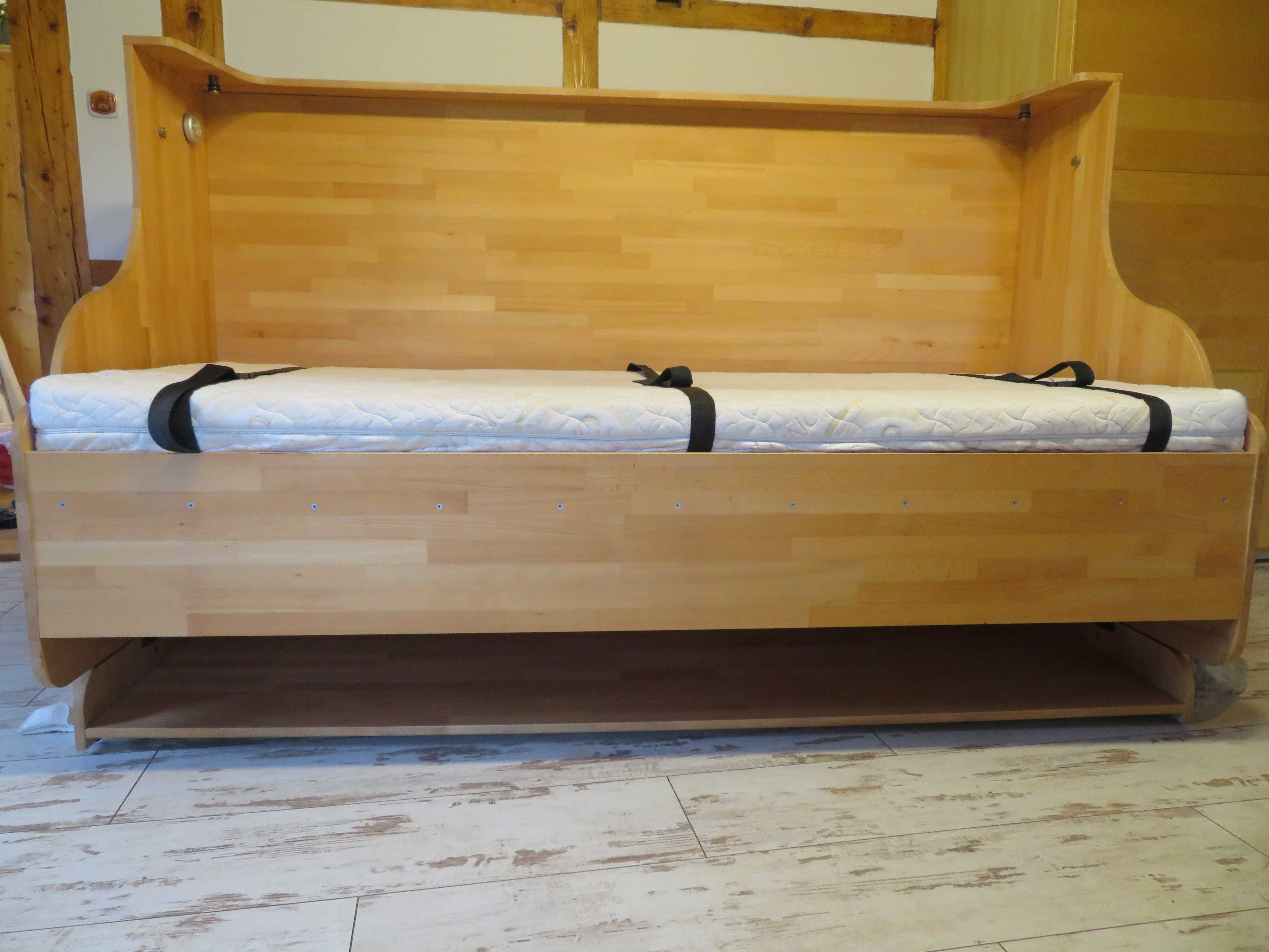 Łóżko - biurko młodzieżowe drewniane - buczyna