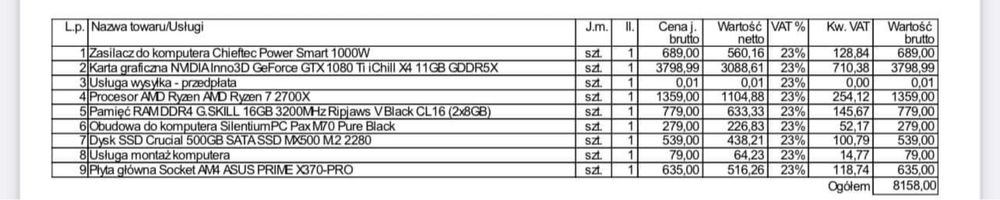 Komputer - procesor AMD, grafika GeForce GTX - do grania i pracy.