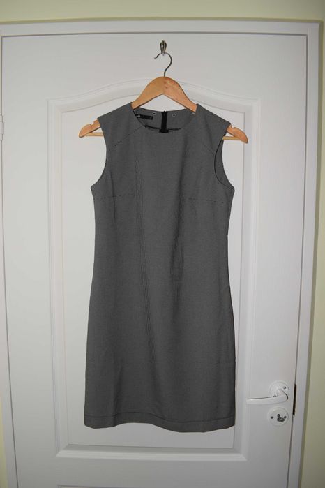 Sukienka damska, pepitka, odpinany kołnież, r36