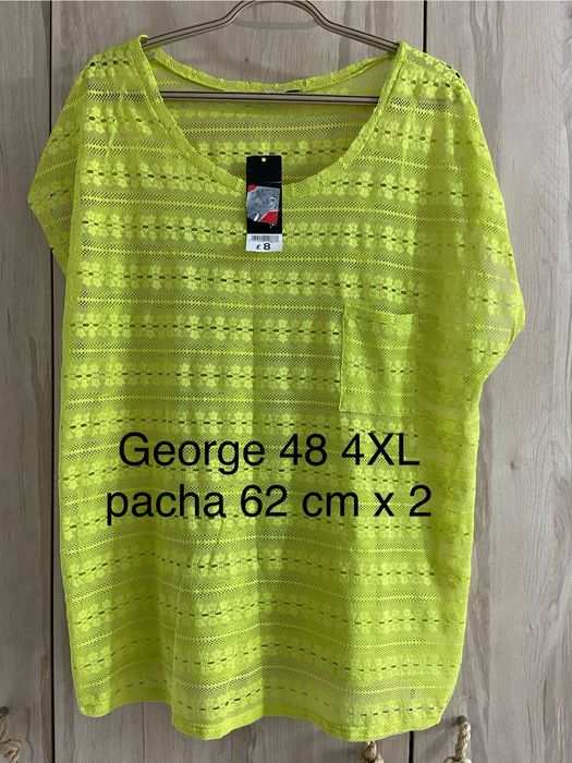 George 48 4XL zielona  limonka bluzka ażurowa narzutka nowa z metką