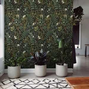 Rolo de papel de parede removível botânico