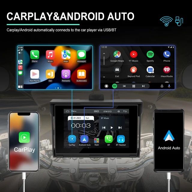 Ecrã navegação Carplay e Android Auto 5 polegadas para Moto BT NOVO