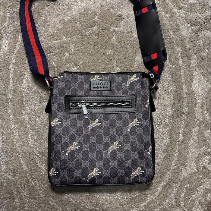 Сумка месенджер gucci gg supreme tiger gray гучі супрім суприм сумка