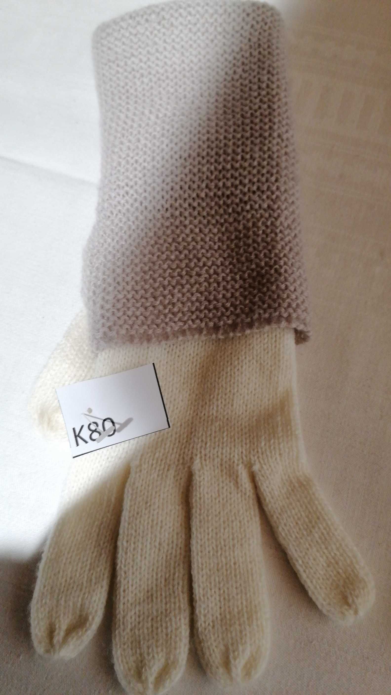 K/80 Rękawiczki damskie robione na drutach Handmade r. M