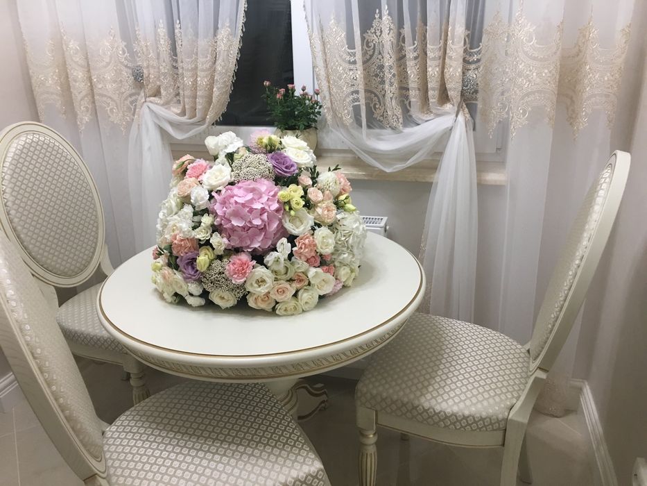 Новий 130см круглий дубовий розкладний стіл новий фабрики Лісмастер