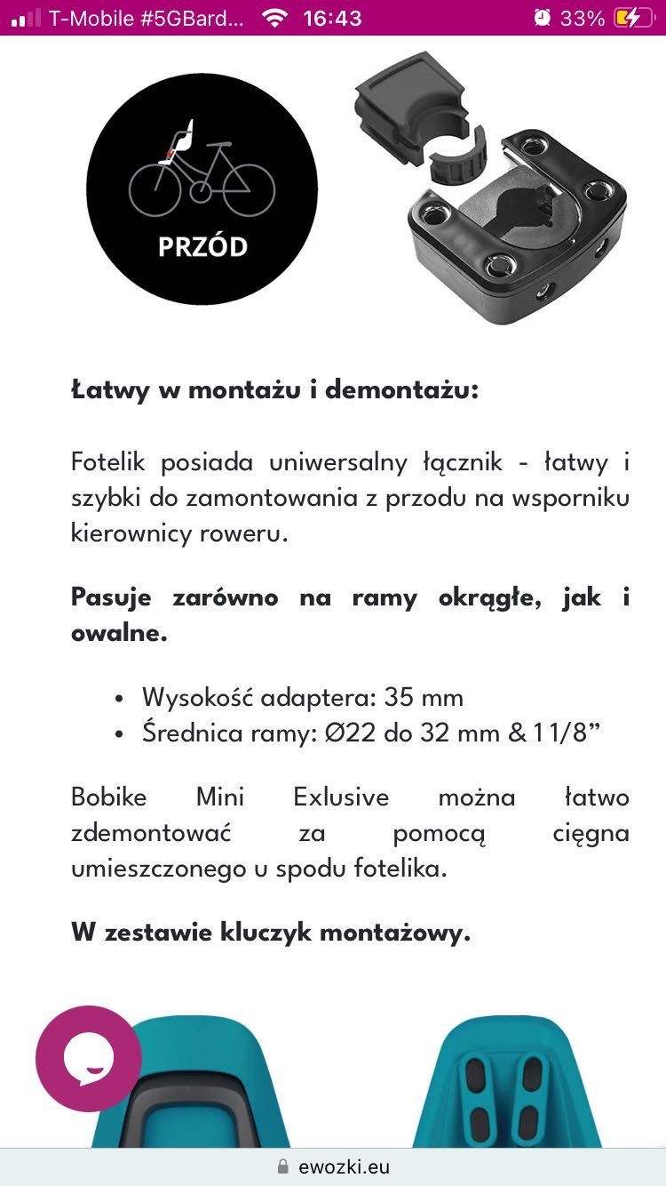 Bobike Mini One - fotelik rowerowy na kierownicę + osłona