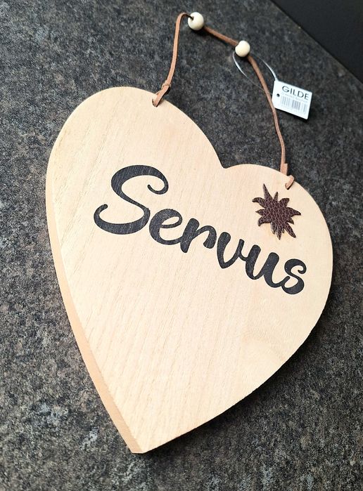Ozdobne serce Servus drewno Nowe
