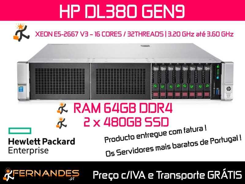 HP DL380 G9 | 32 vCPU á 3.2Ghz Ideal para WINDOWS SERVER ou BASE DADOS