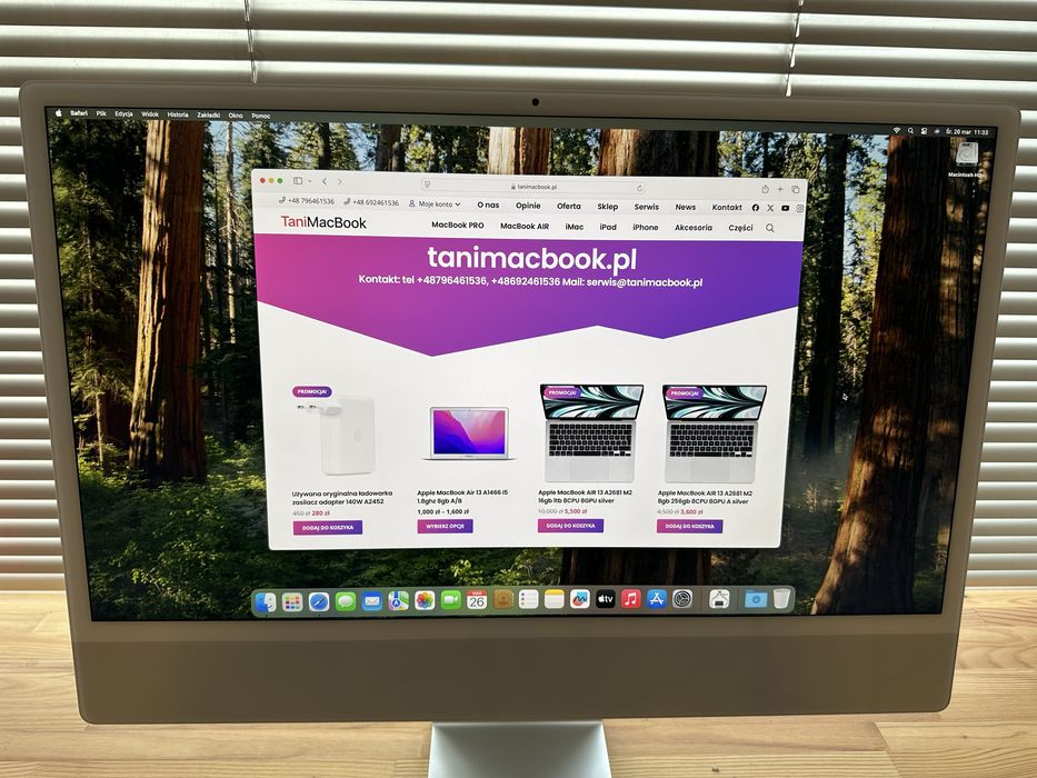 Apple imac 24 M1 16gb 1tb ssd retina a2438 srebrny 27 A+