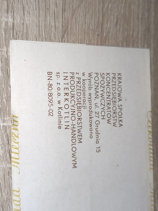 Zabytkowe Opakowanie po Czekoladzie/Czekolada Olimpijska-Unisco/Lata80