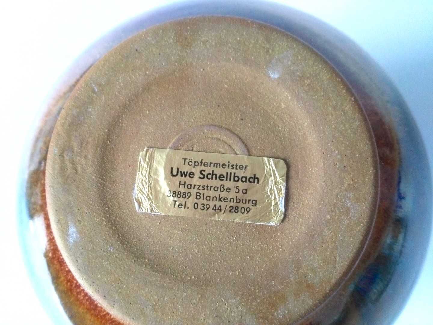 Wazon ceramiczny szkliwiony zaciekowo Uwe Schellbach Niemcy