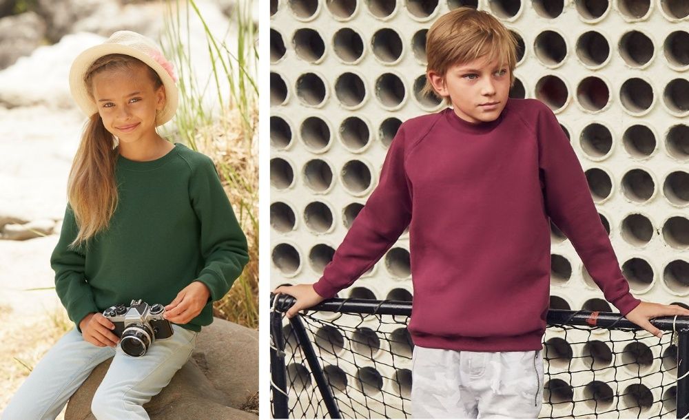 Дитячий Світшот на флісі Реглан Fruit of the Loom Різні розміри