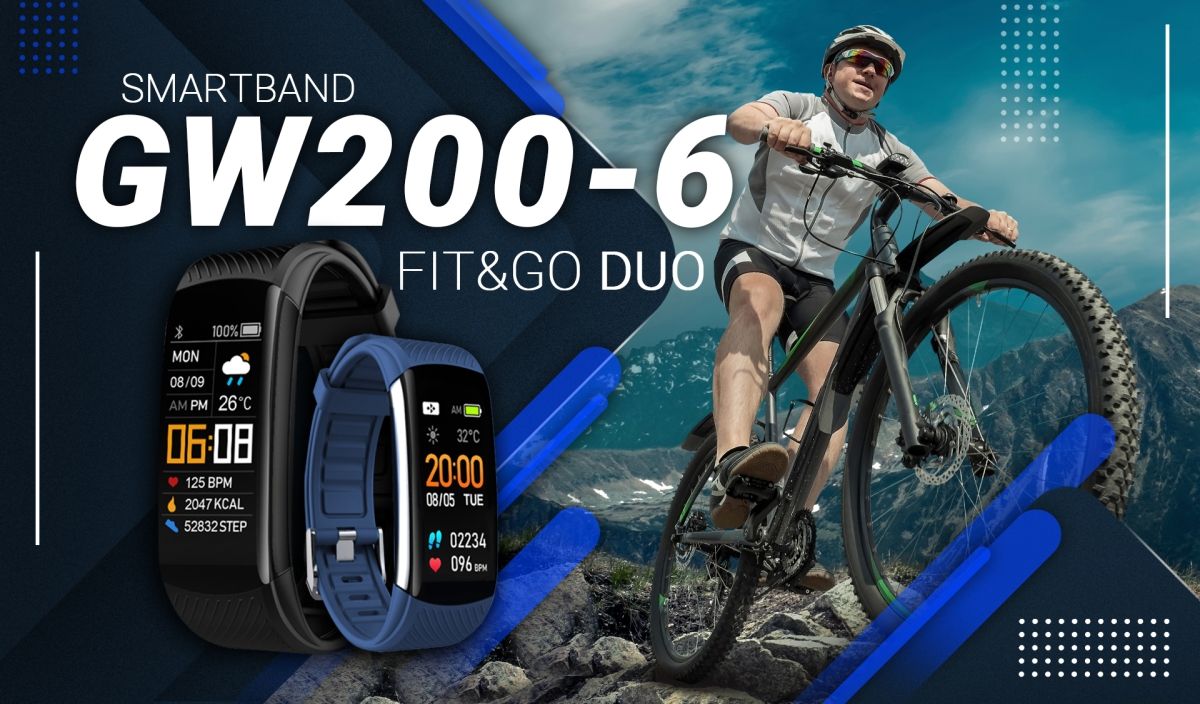 smartband giewont fit&go duo gw200-6 - black + pasek smart navy